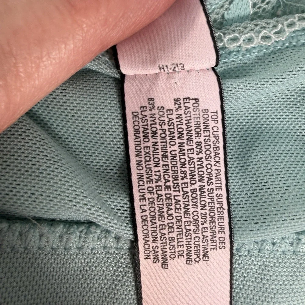 Victoria's‎ Secret M Medium Bralette Bra Light Blue Floral Lace Sheer Mesh Sexy